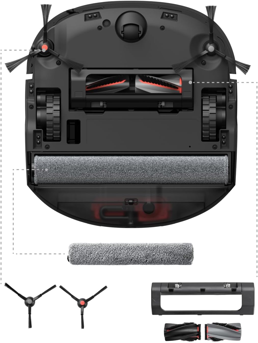 eufy Ersatzteil‑Set mit Rollbürste, Bürstenschutz, 2 Seitenbürsten, waschbarem Filter und 2 Wischtüchern für Omni Saugroboter E25/E28