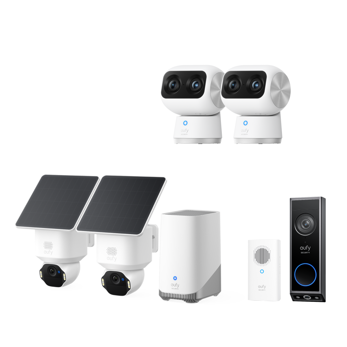 Eufy SoloCam E42 2-Kamera-Kit mit Innenkamera S350 2 und Flutlichtkamera E340 + Zusatzklingel