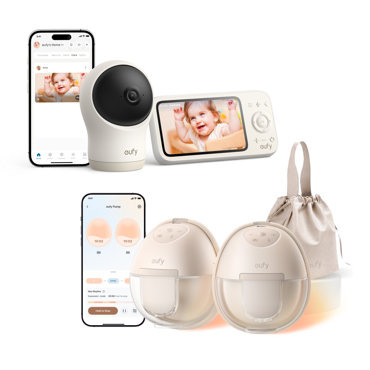 eufy Babyphone C10 mit Tragbare Milchpumpe S1
