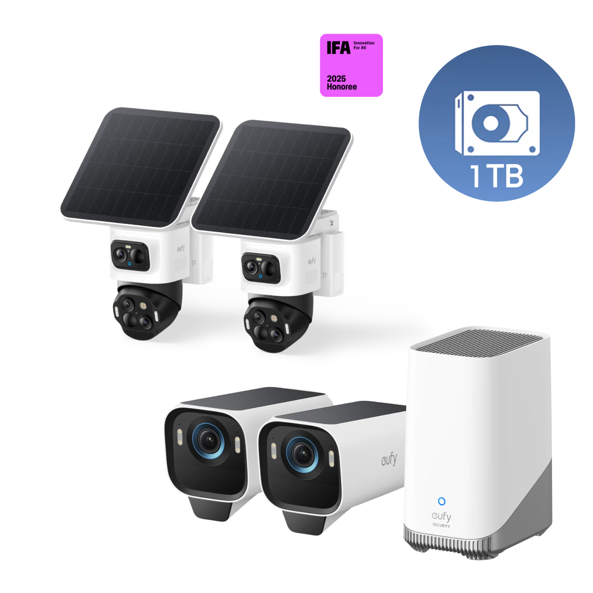 eufyCam S4 2-Kamera-Set + HomeBase™ 3 & S3 Pro Duo mit 1TB Speicher